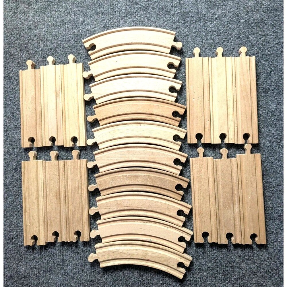 Wooden Track Brio 22 Piece Curved Straight Trains Kids Building Pre-School